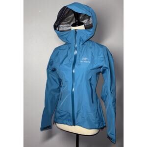 Arc'teryx Womens Lightweight Goretex Rain Shell Jacket Blue Teal Sz. XS